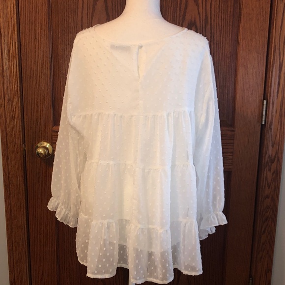 White Sheer Polka Dot Blouse - Picture 9 of 10